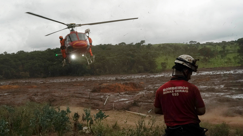 Rescue workers recovering bodies in the wake of a mining disaster near Brumadinho, Brazil on Jan. 26.